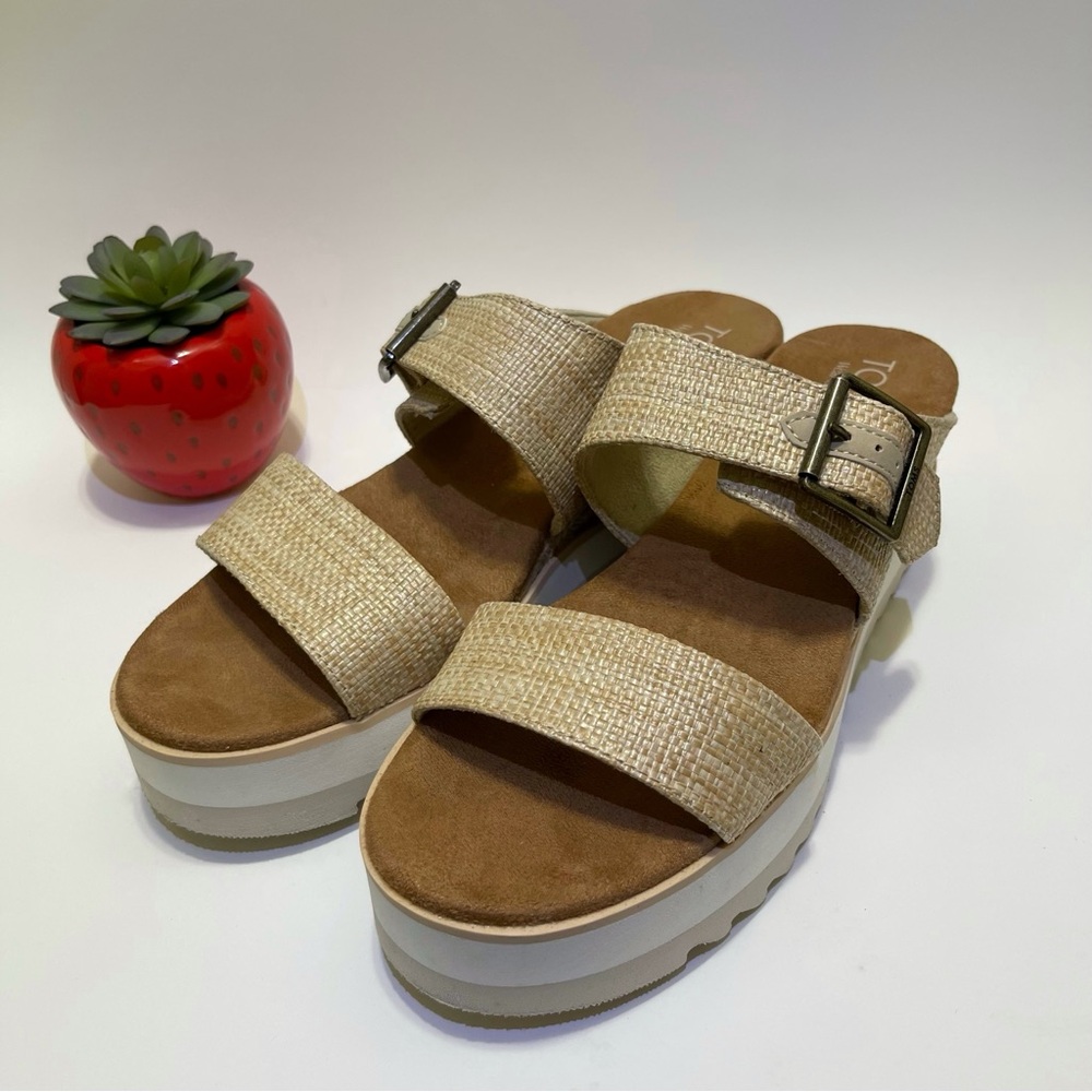 Toms Women’s Diana Mule Buckle Wedge Sandal  Size 10 US beige - Picture 5 of 9